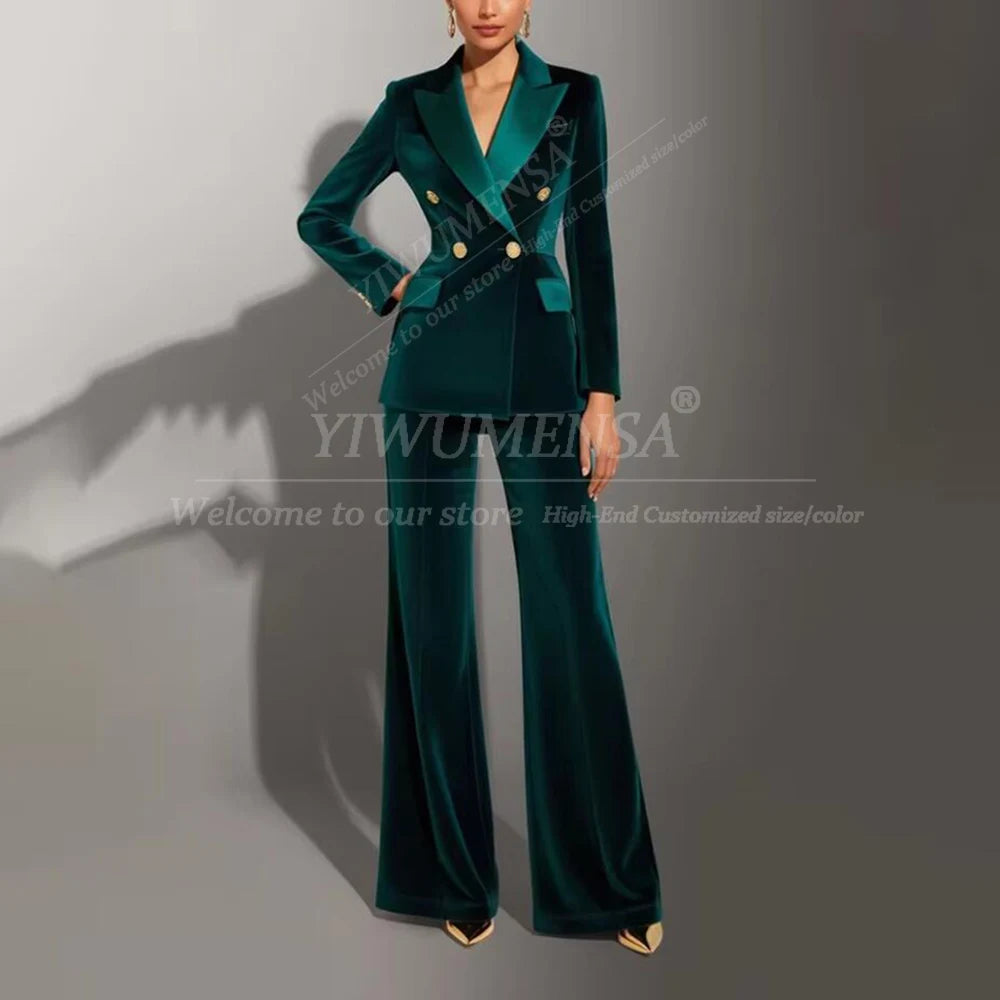 Velvet Double Breasted Two Piece Suit