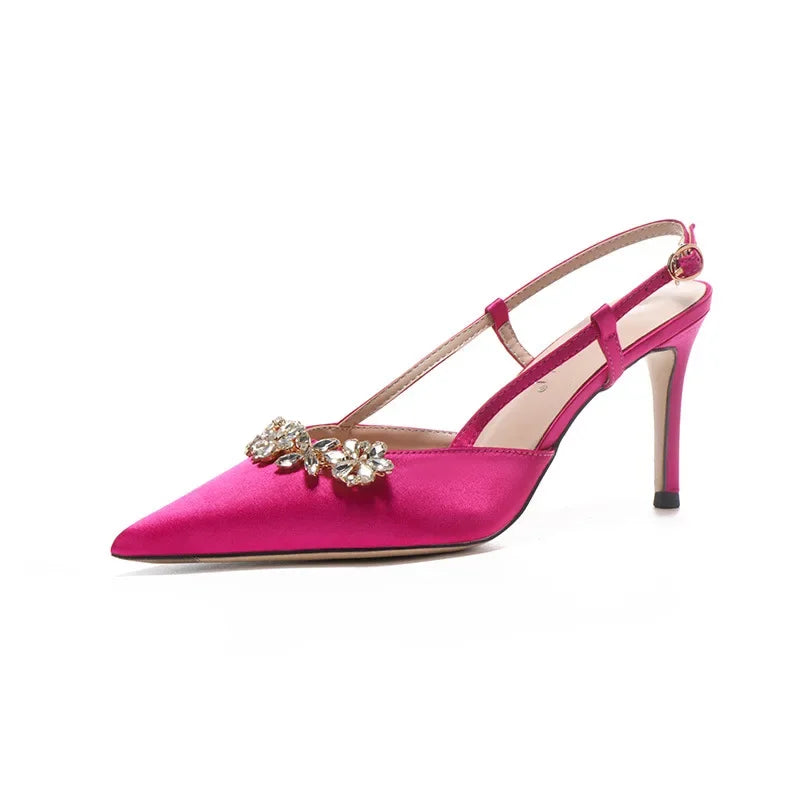 Crystal Buckle Pointed Pumps