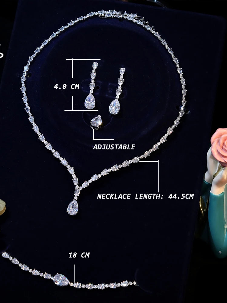 Elegant Water Drop Crystal Bridal Jewelry Set For Women