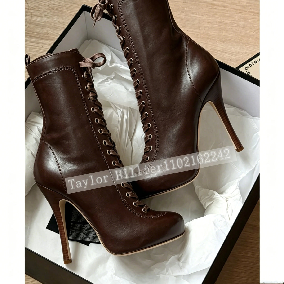 Retro Lace Up Platform Stiletto Ankle Boots for Women