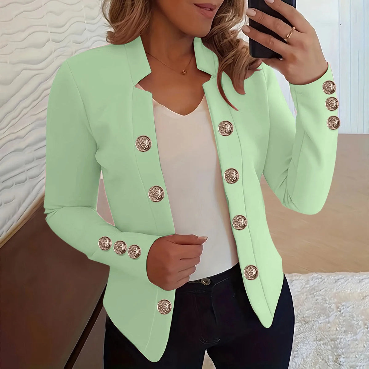 Lightweight Cropped Hooded Office Jacket for Women