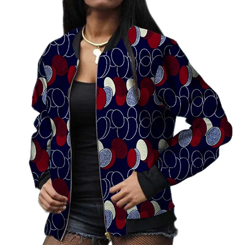 Stylish Elastic Waist African Print Jacket for Women