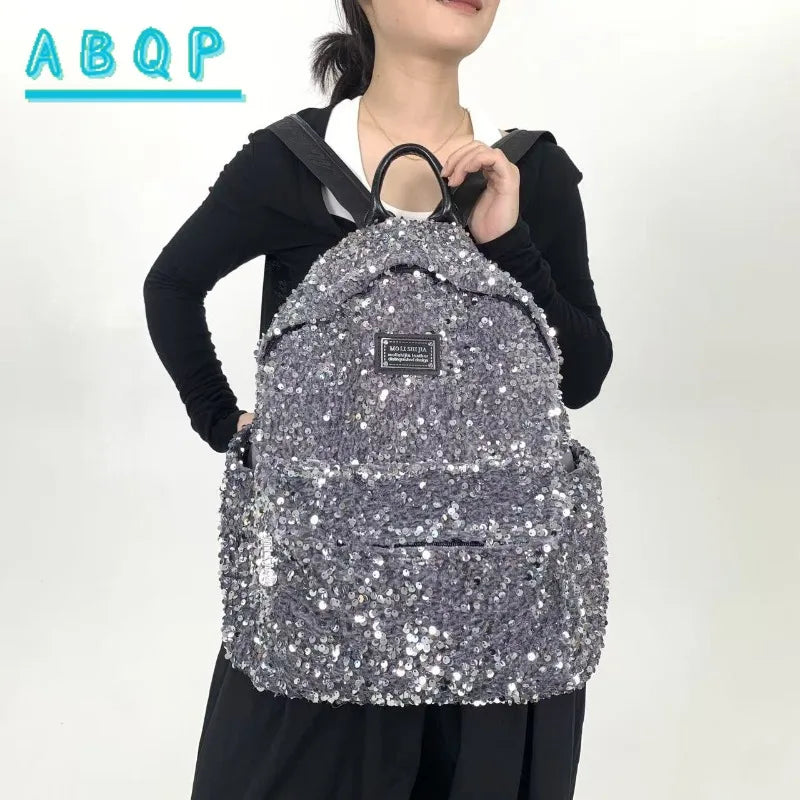 New Women's Sequined Backpack Luxury Brand Sequined Shiny Women's Backpack Large Capacity Fashionable Leisure Travel Backpack