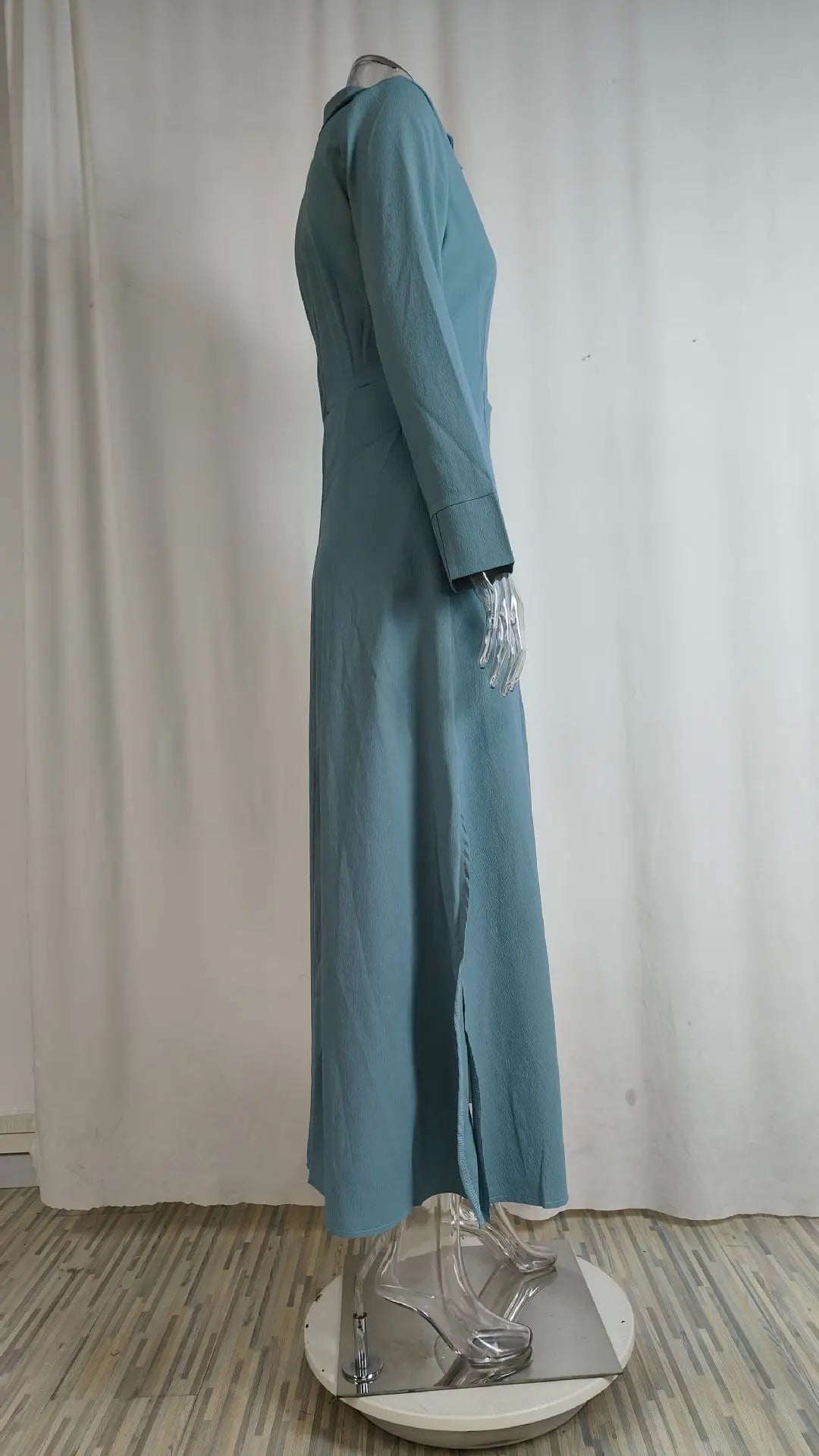 Autumn Elegant Long Sleeve V Neck Shirt Dress for Women