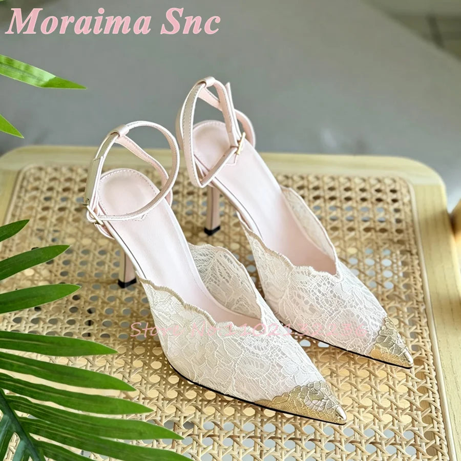 Satin Pointed Toe Ankle Strap Sandals