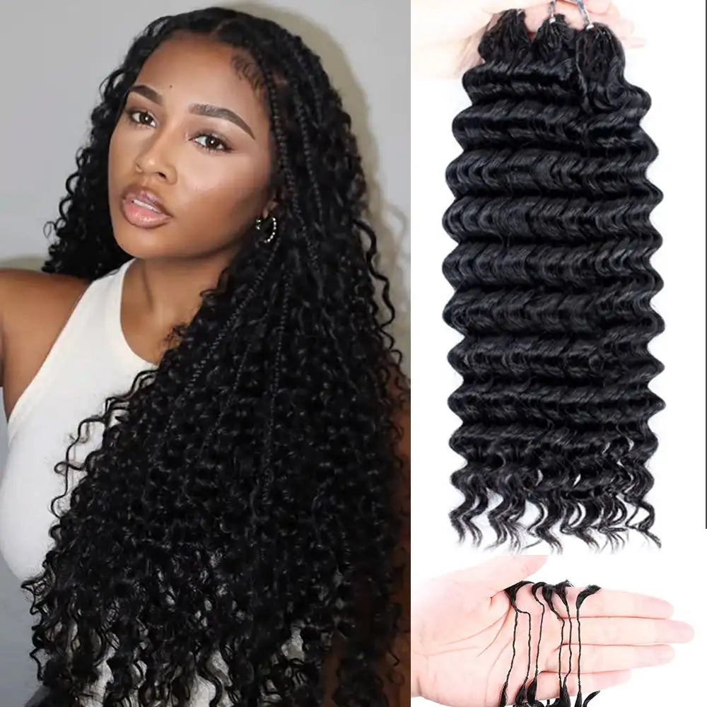 Boho Deep Wave Human Hair Crochet Braids