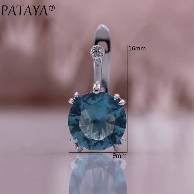 Sea Blue Cubic Zircon Drop Earrings