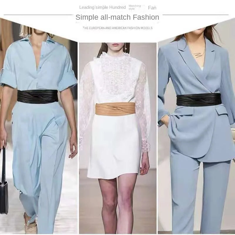Decorative Wide Leather Waist Cinch Belt for Women