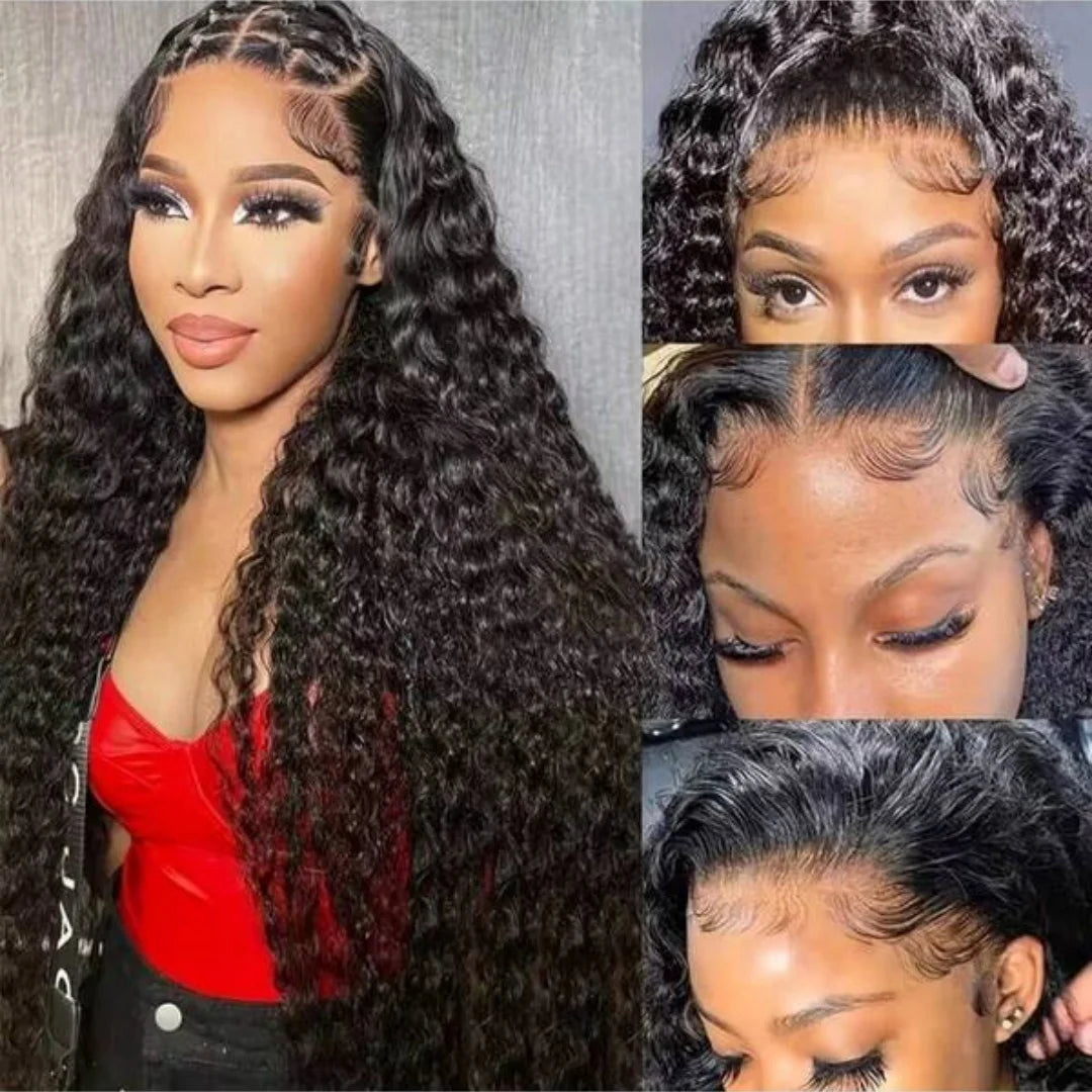 Pre Plucked Deep Wave Lace Front Human Hair Wig for Women