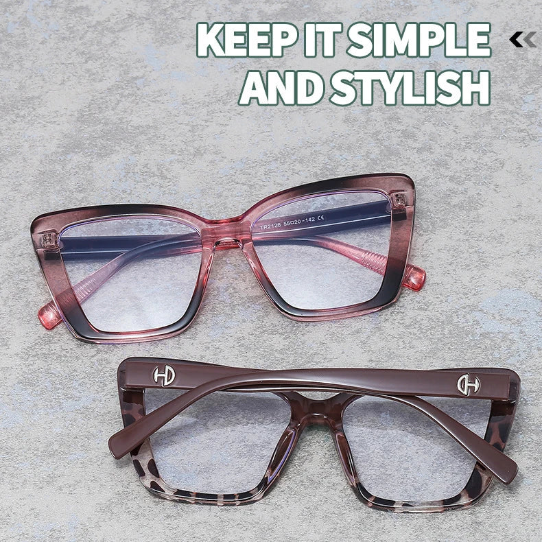 Vintage Black Floral Square Reading Glasses With Blue Light Filter for Women