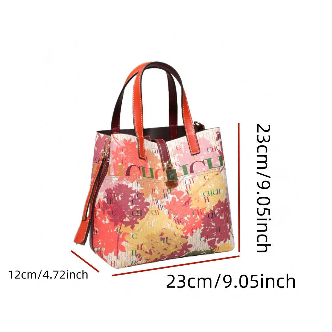Printed Faux Leather Bucket Shoulder Bag