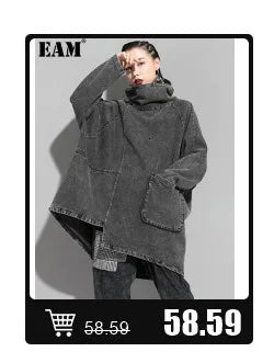 [EAM] Black Sweatshirt Half-body Skirt Two Pieces Suit New Turtleneck Long Sleeve Women Fashion Tide Spring Autumn 2025 1DH8611