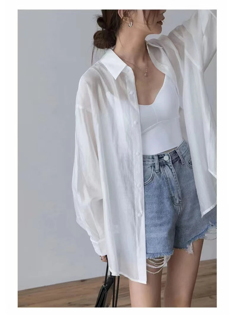 Lightweight Chiffon Sun Protection Shirt Jacket for Women