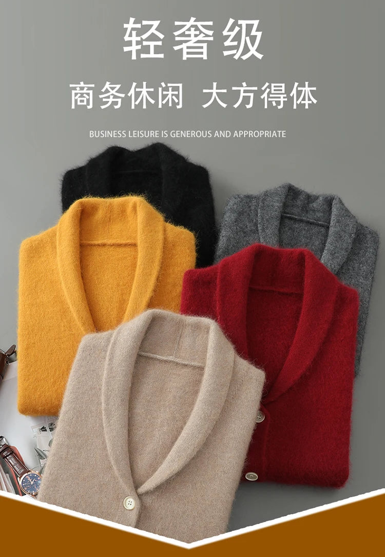 Warm Winter Wool Knit V-Neck Pocket Cardigan for Women