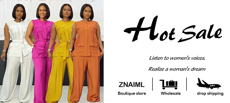 Znaiml Elegant Loose O-neck Sleeveless Pockets Bandage Top and Wide Leg Pants 2 Pieces Sets Women Casual Streetwear Outfits y2k