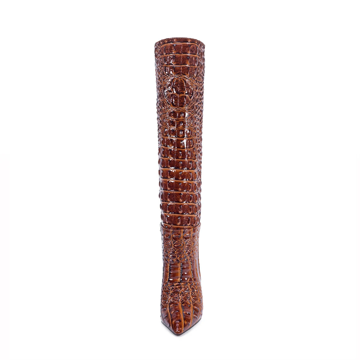 Crocodile Embossed Knee High Stiletto Boots for Women