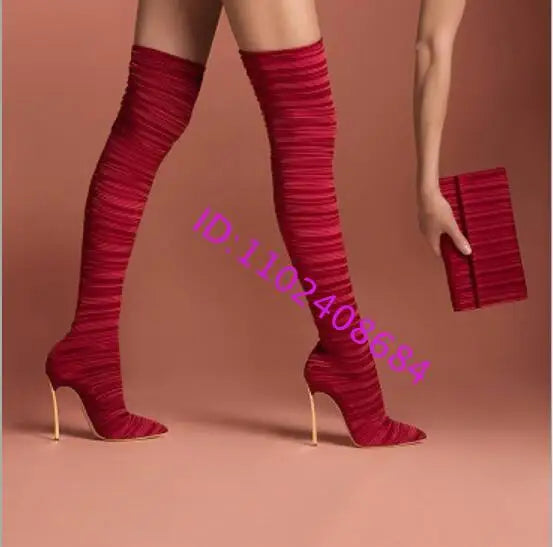 Spiral Pattern Stiletto Over The Knee Boots for Women