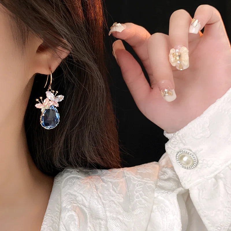 Butterfly Cubic Zirconia Drop Earrings