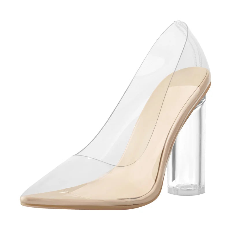 Clear Buckle Strap High Heel Pointed Toe Pumps for Women