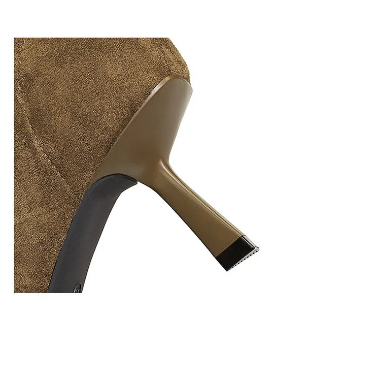 Suede Pointy Toe Sock Stiletto Boots