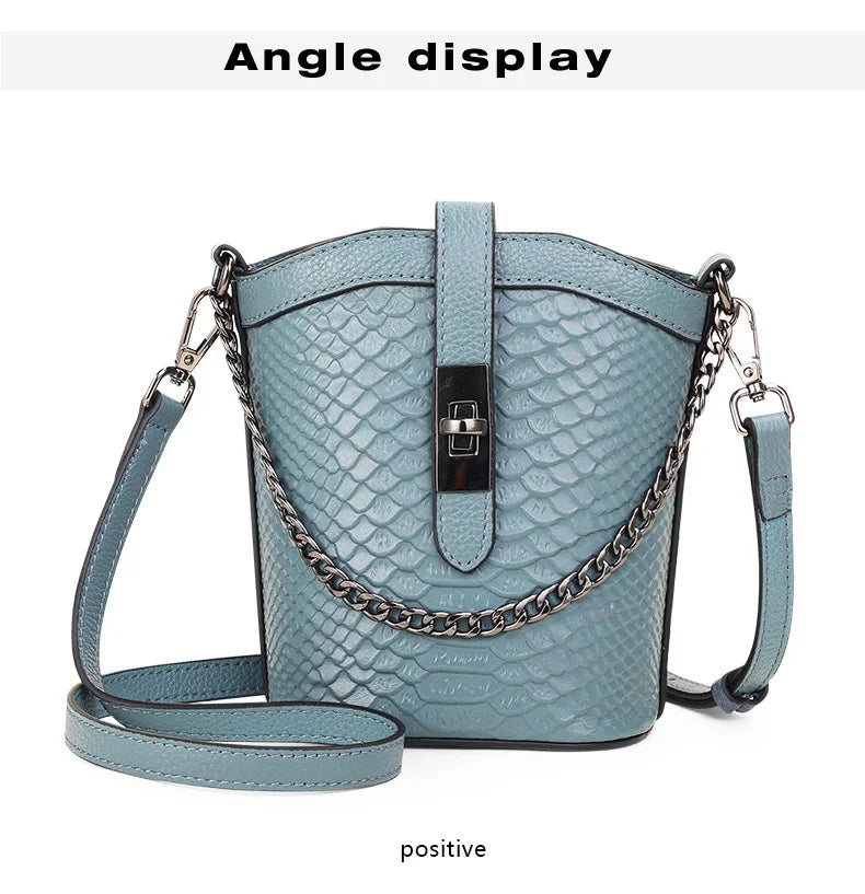 Genuine Leather Crocodile Pattern Crossbody Bag for Women