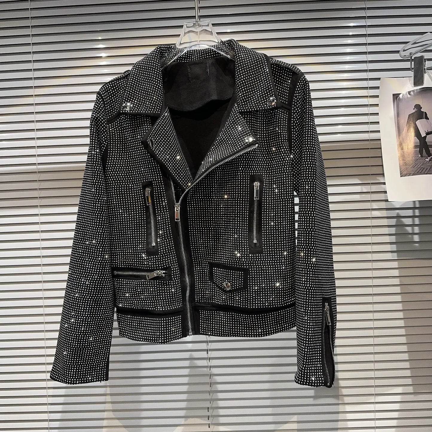 Sequined Embellished Zip Front Bomber Jacket For Women