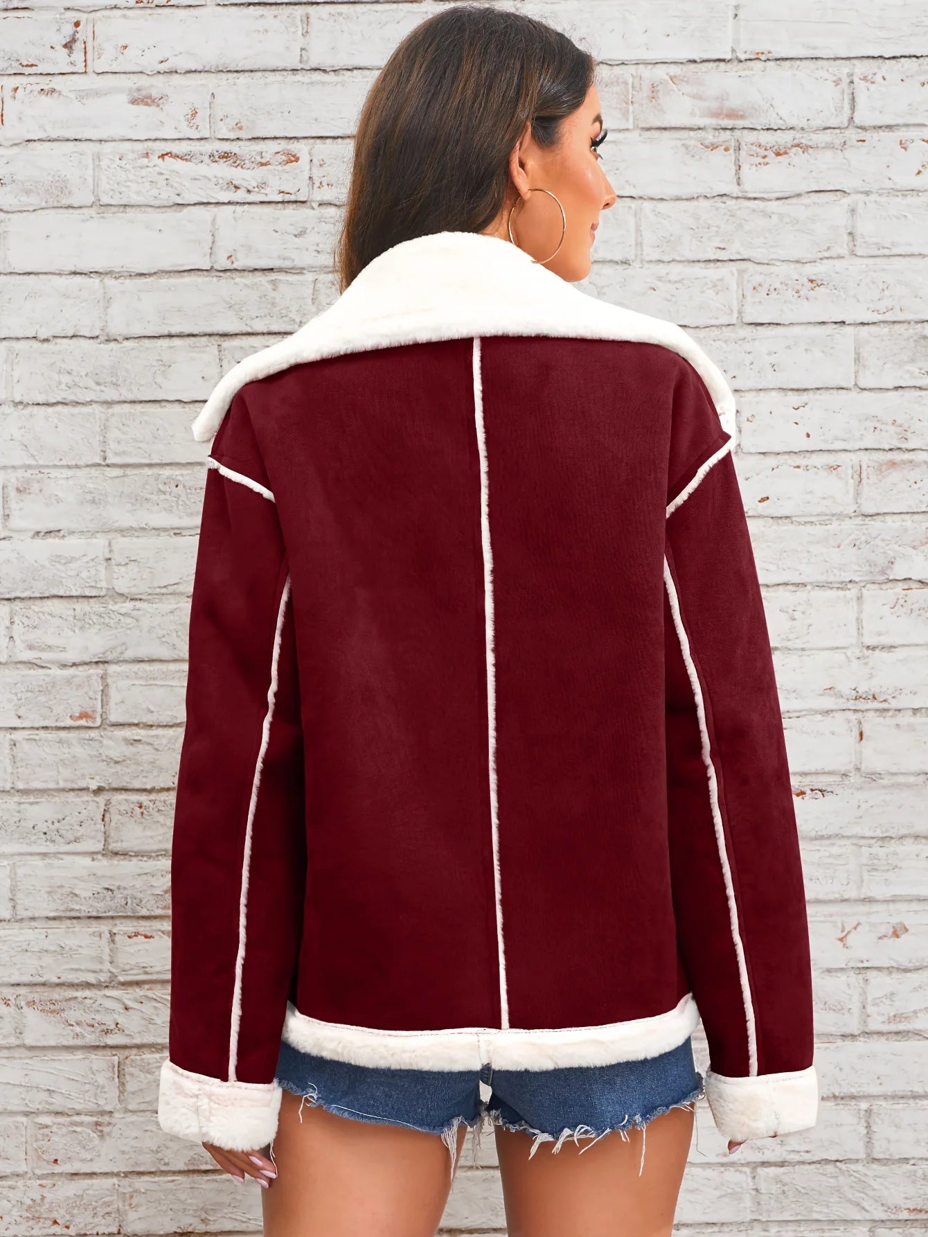 Turn Down Collar Shearling Jacket