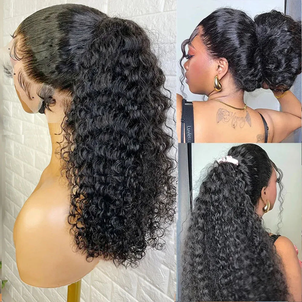 Long Kinky Curly Lace Front Human Hair Wig for Women