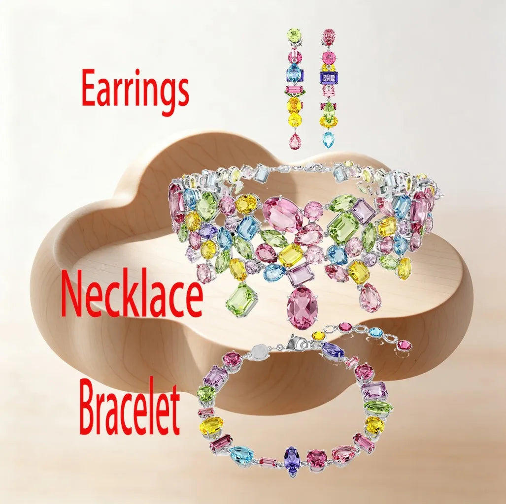 Shimmering Crystal Jewelry Set With Necklace And Earrings For Women
