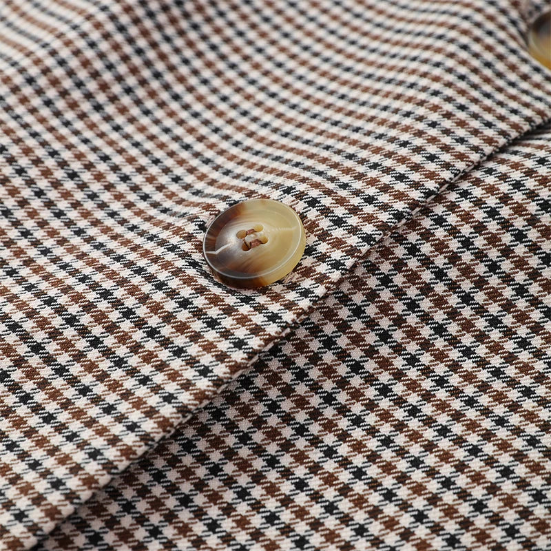 Vintage Plaid Lapel Blazer and Shorts Set for Women