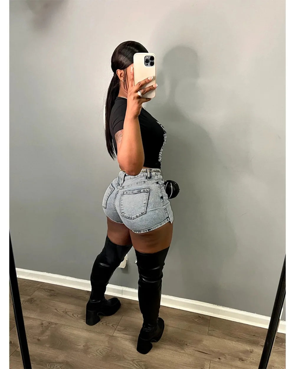 FAGADOER Y2k Denim Shorts Women Pleated Skirt Shorts Summer Stretchy Casual Shorts Retro 90s Fashion Streetwear Short Pants