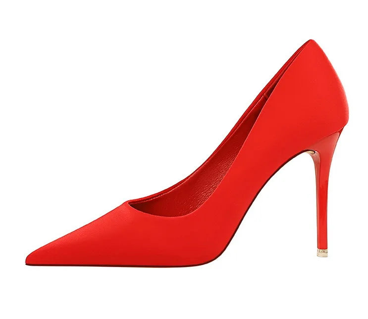 Elegant Purple Satin High Heel Stiletto Pumps for Women