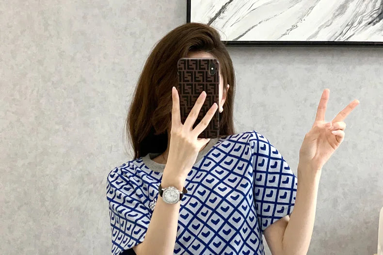 Checkered Casual High Waist Two Piece Set For Women