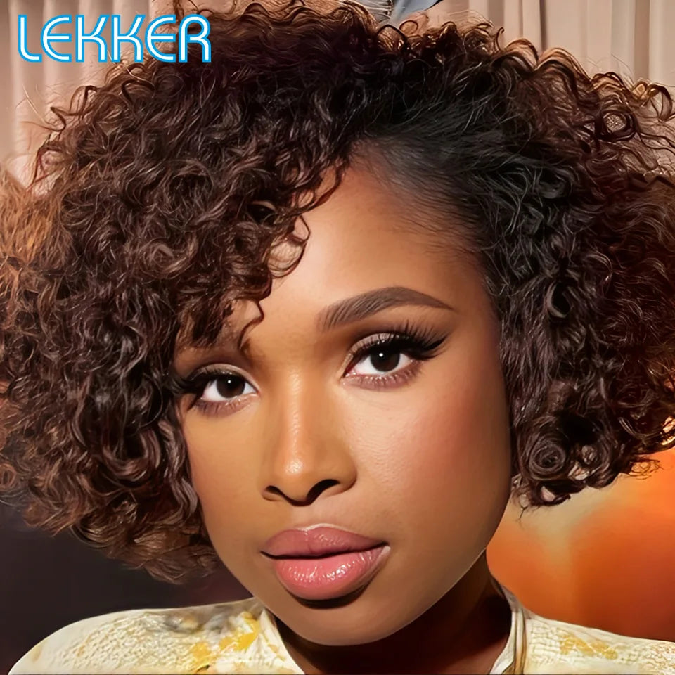Short Curly Bob Lace Front Human Hair Wig for Women
