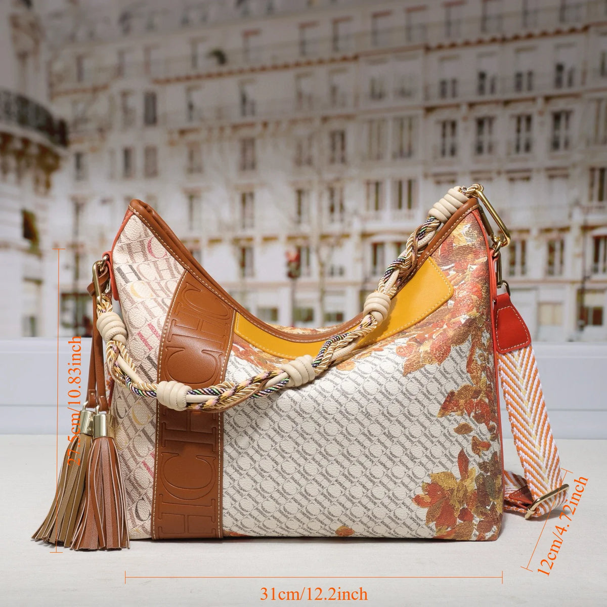 Textured Letter Print Tote And Crossbody Bag for Women