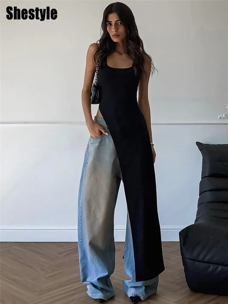 Elegant Asymmetrical High Slit Maxi Dress for Women
