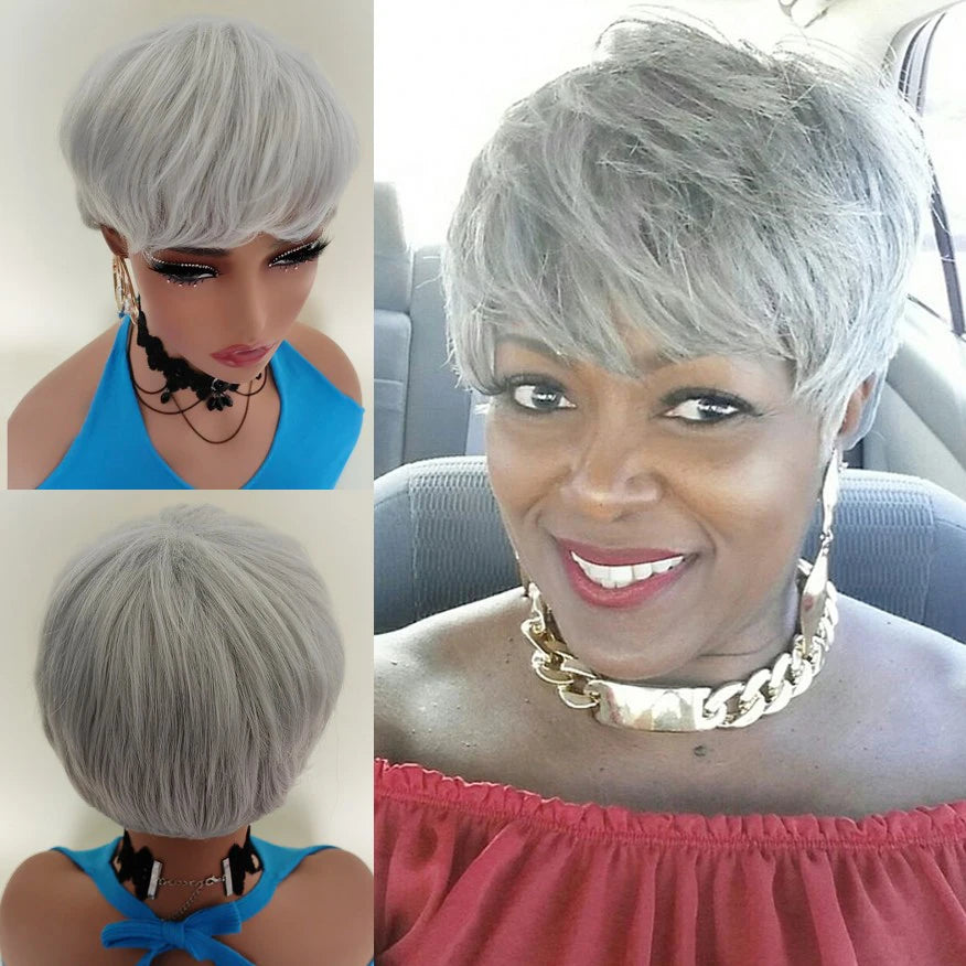 Straight Pixie Cut Synthetic Bob Wig With Comfortable Cap For Women