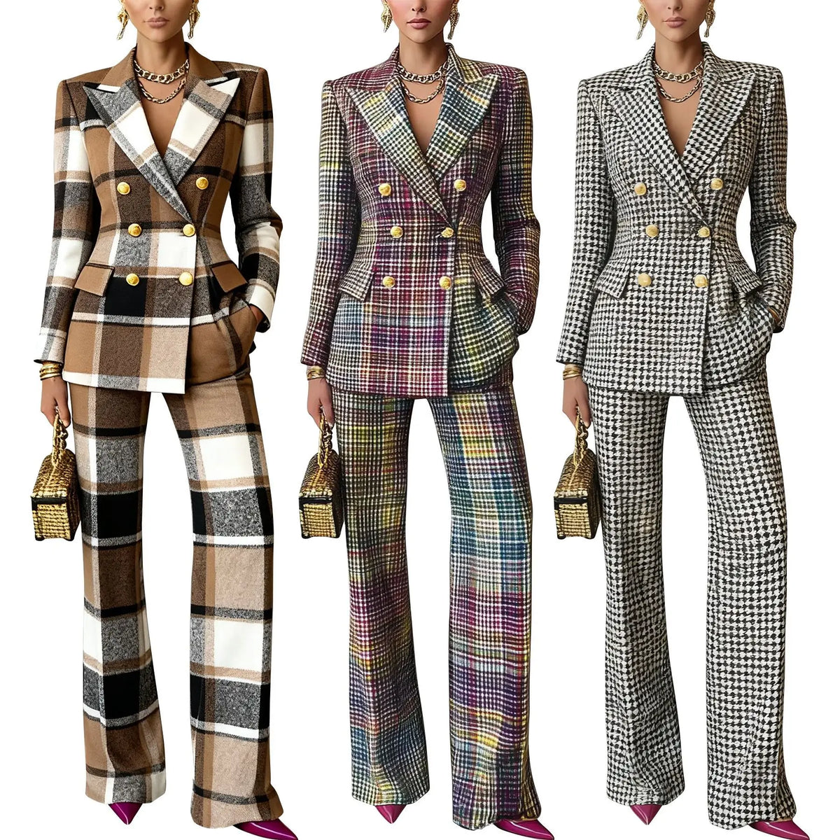Slim Fit Long Sleeve Blazer and Pants Suit Set for Women