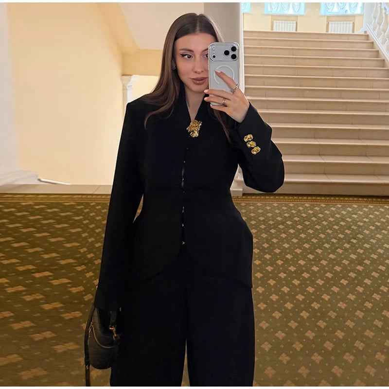 Mermaid Hem Long Sleeve Single Breasted Blazer for Women