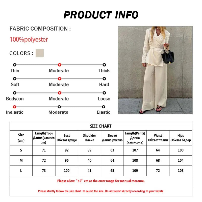 Oymimi Elegant Apricot 2 Piece Sets Women Outfit Fashion Long Sleeve Lace-Up Shirts And High Waist Straight Simple Trousers Sets