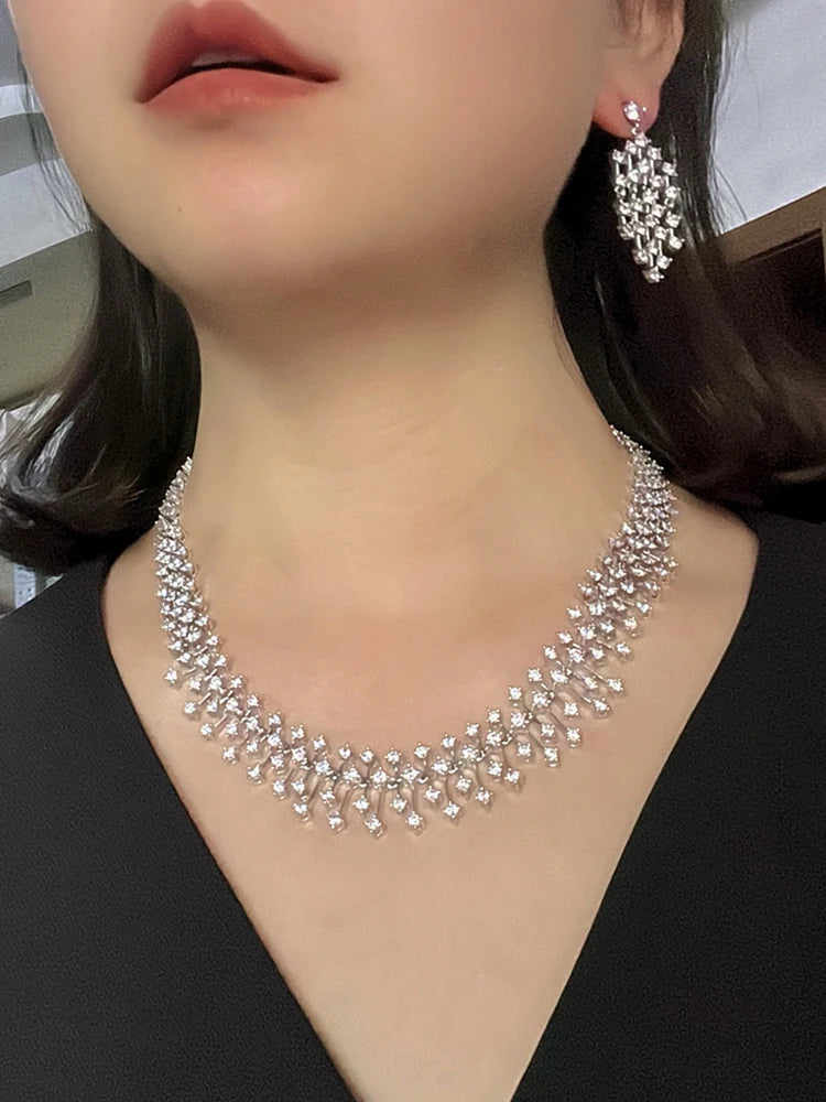 Elegant Water Drop Crystal Jewelry Set With Choker For Women
