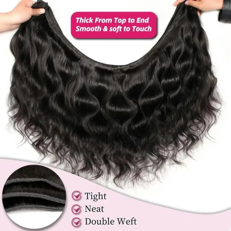 Double Weft Body Wave Human Hair Extensions for Women