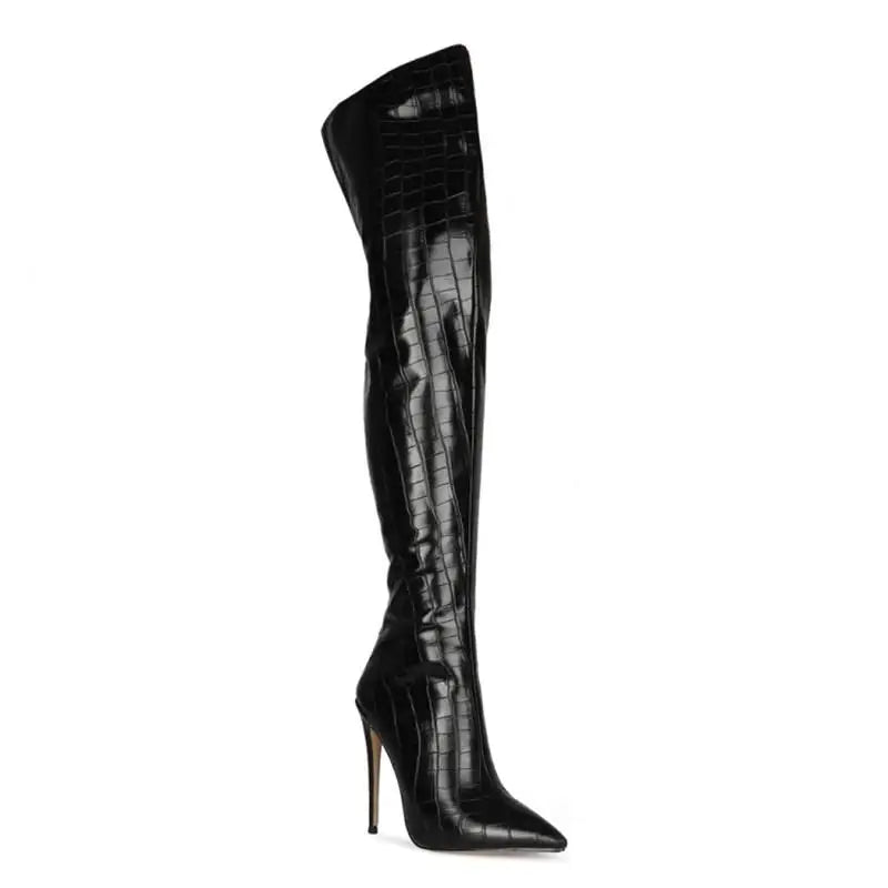 Over The Knee Pointed Toe High Heel Boots for Women