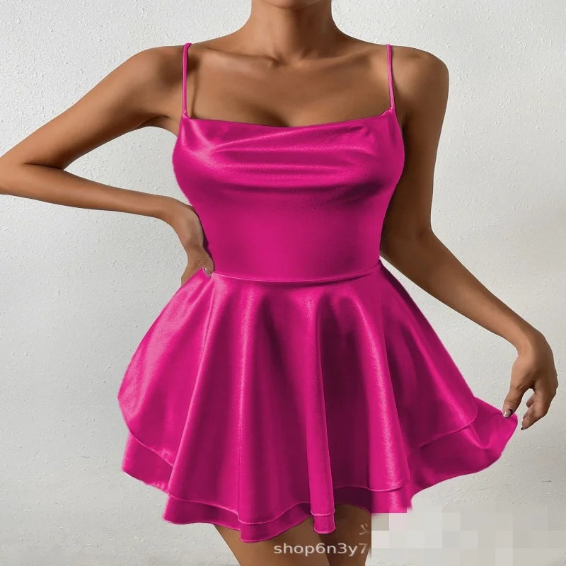 Satin Cowl Neck Jumpsuit With Open Back Detail for Women
