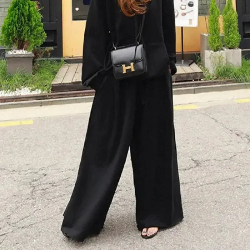 Beautyblue Gray Wide Leg Pants Black Bottoms for Women Casual Loose Pocket Korean Harajuku Streetwear Female Outdoor Sweatpants