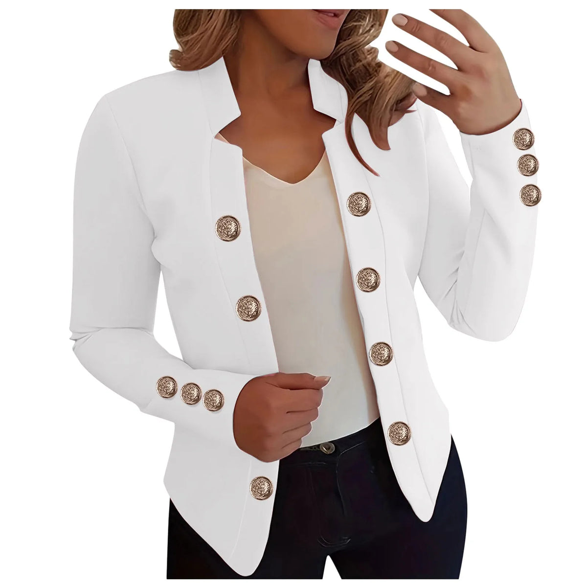 Lightweight Cropped Hooded Office Jacket for Women