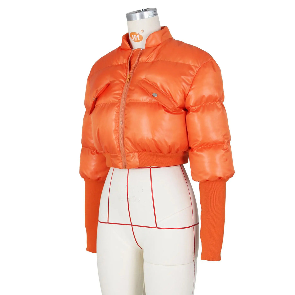 Warm Stand Collar Zippered Short Parka Jacket for Women