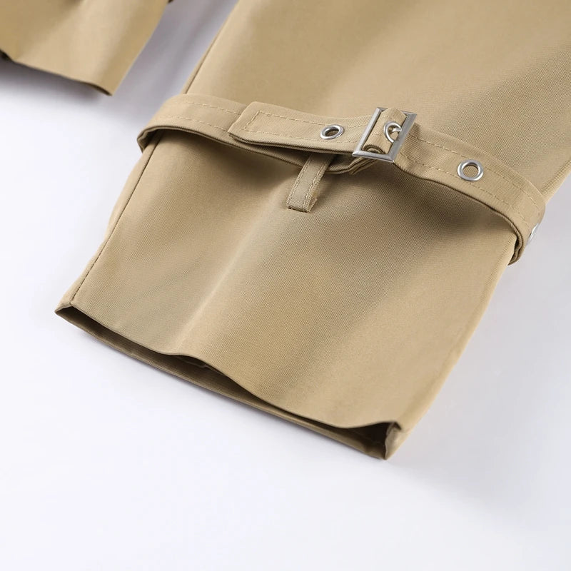 Belted Button Front Long Sleeve Short Jacket for Women