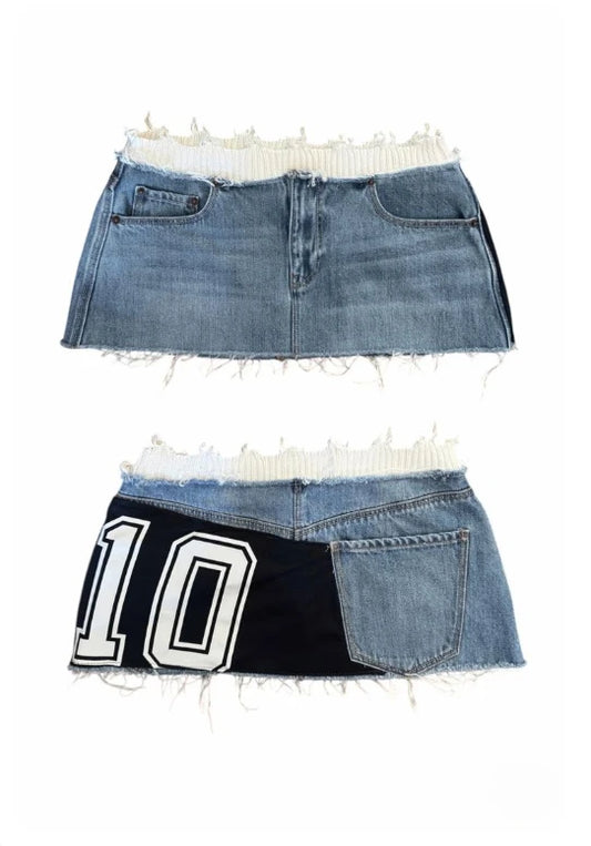 Gothic Fashion Women American Retro Mini Shorts Y2k Denim Skirt Streetwear Hot Girl Sexy Patchwork Shorts Loose High Waist Skirt