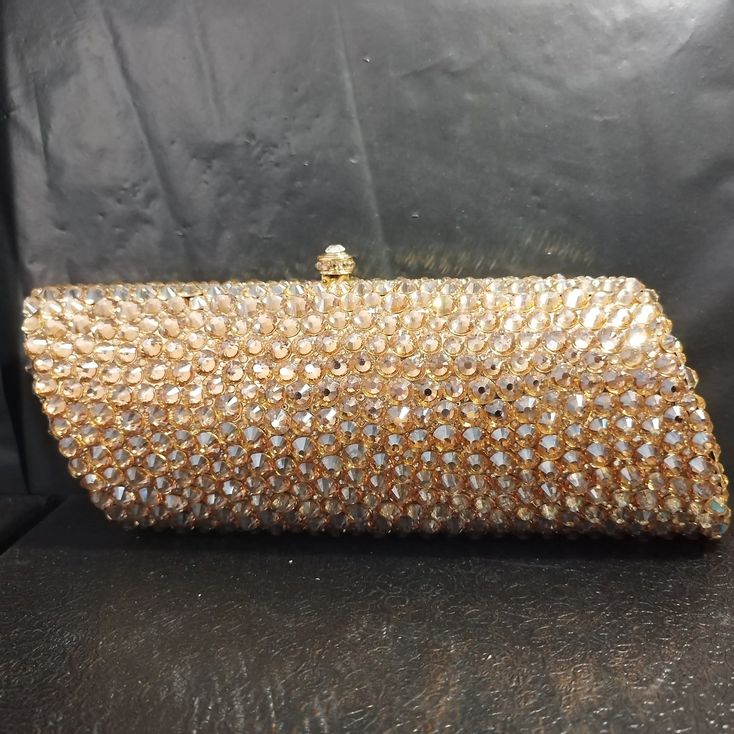 Wome Green Crystal Clutch Purse Bag Dark Gold Full Stones Evening Bags Bridal Wedding Party Rhinestones Handbag Metal Clutches
